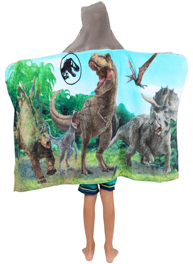 Franco Kids Bath and Beach Soft Cotton Terry Hooded Towel Wrap, 24 in x 50 in, Jurassic World - Image 3