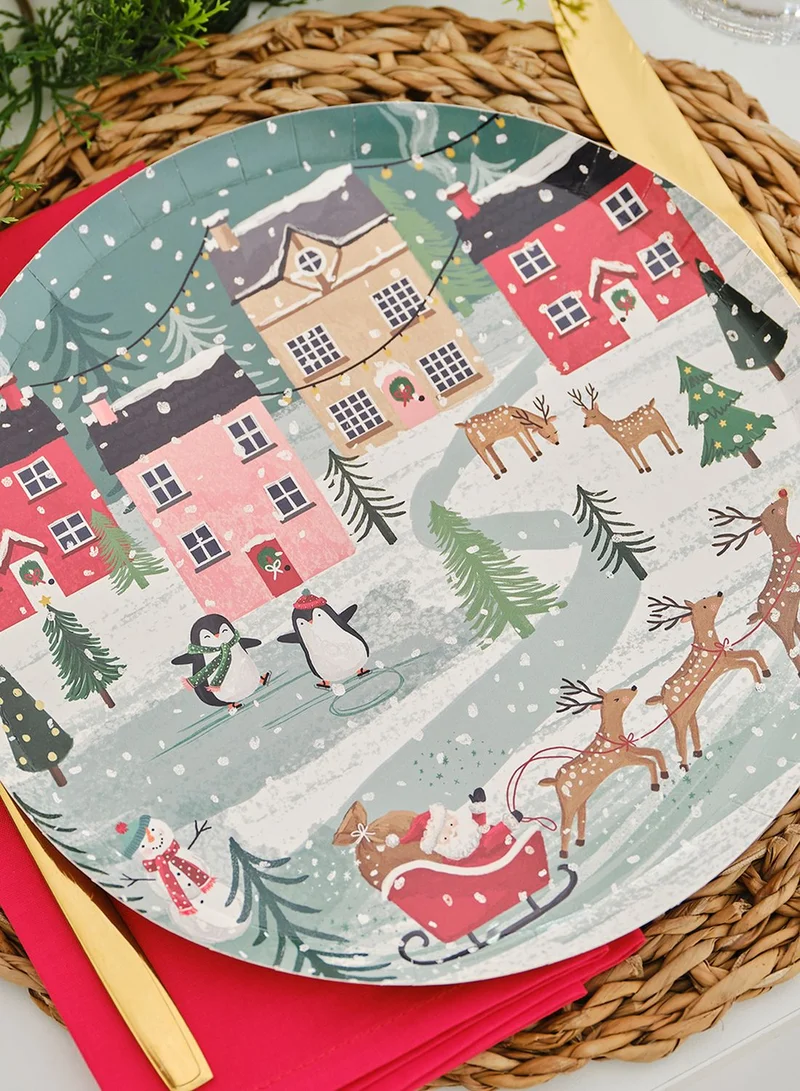 Ginger Ray Christmas Scene Paper Plates