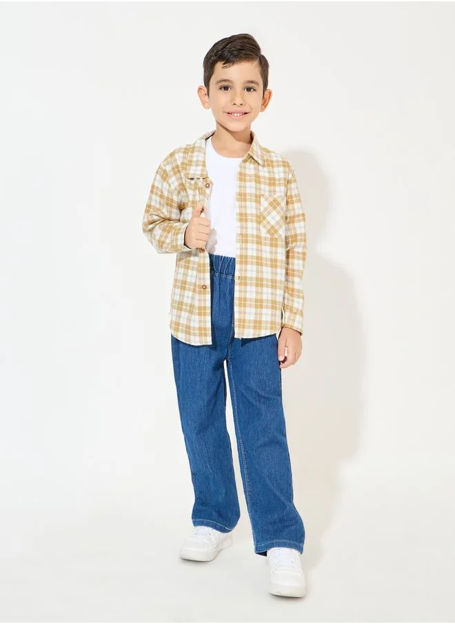 Styli Checked Casual Shirt with Buttons