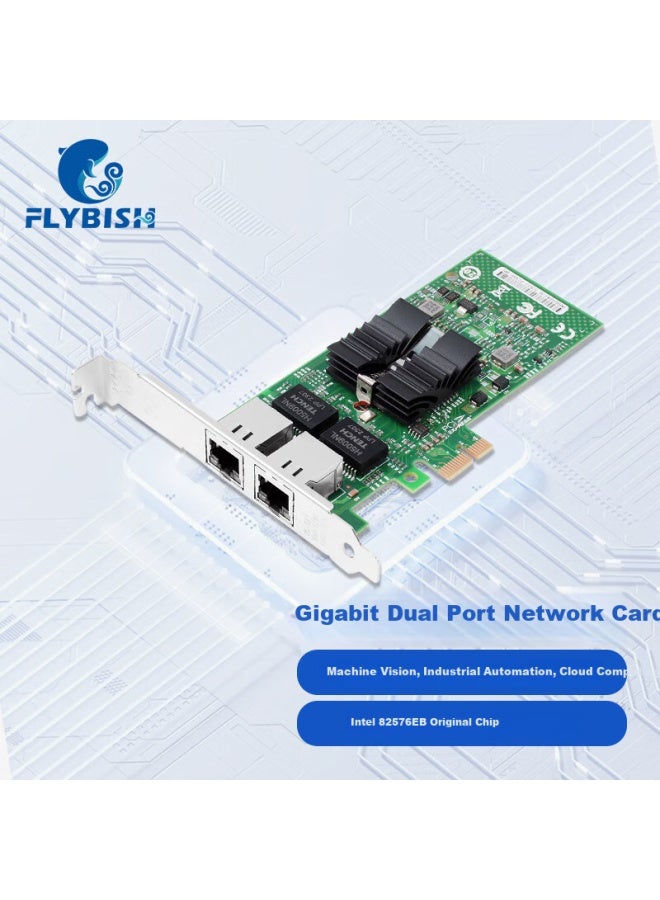 Flybish بطاقة شبكة خادم ثنائية المنفذ Flybish Na576-T2 Pci-E X1 Gigabit Dual Port - Image 1