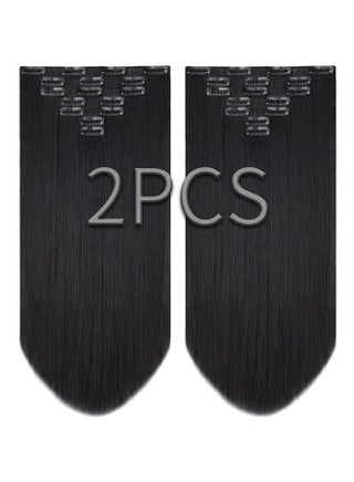 Straight Hair Extension Black Clip Extensions 2pcs Synthetic 22" 5 OZ Hair Piece Women Fluffy¬ Tangled Girl Real - pzsku/Z5DE6E76D535A6AC6C5A5Z/45/1743403375/997d5e87-aeae-421b-b729-493cdb90b2aa