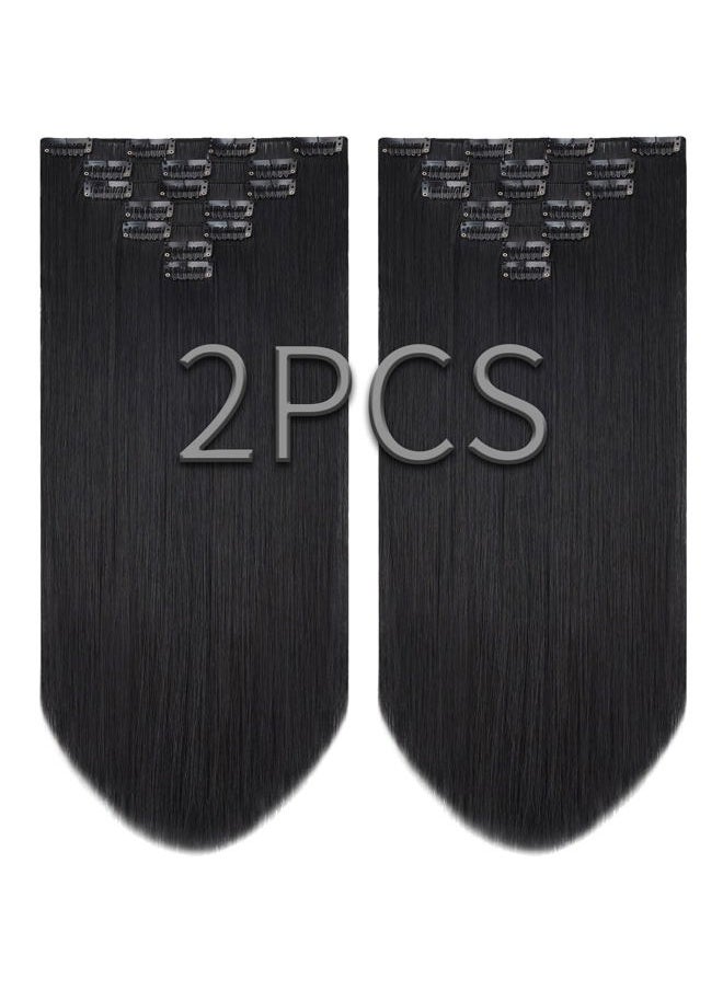 SYXLCYGG - Straight Hair Extension Black Clip Extensions 2pcs Synthetic 22" 5 OZ Hair Piece Women Fluffy¬ Tangled Girl Real - Image 1