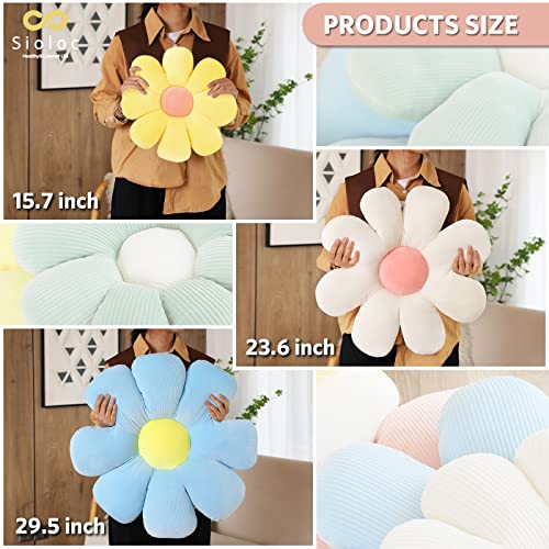 Sioloc Flower Pillow Shaped Throw Pillow Butt Cushion Floor Pillow,Seating Cushion,Cute Room Decor & Plush Pillow for Bedroom Sofa Chair(White,15.7'') - Image 5