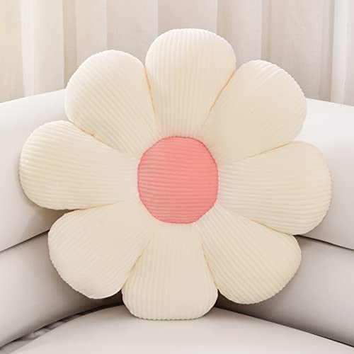 Sioloc Flower Pillow Shaped Throw Pillow Butt Cushion Floor Pillow,Seating Cushion,Cute Room Decor & Plush Pillow for Bedroom Sofa Chair(White,15.7'') - Image 1