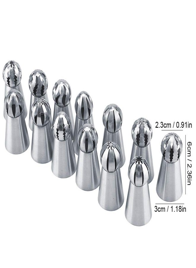 Fdit 13 Pcs Russian Piping Tips Stainless Steel Sphere Nozzle Set Cake Decorating Supplies DIY Decor Baking Tool - Image 2