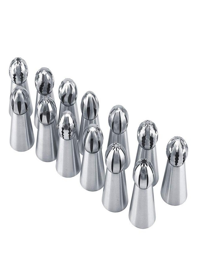 Fdit 13 Pcs Russian Piping Tips Stainless Steel Sphere Nozzle Set Cake Decorating Supplies DIY Decor Baking Tool - Image 1