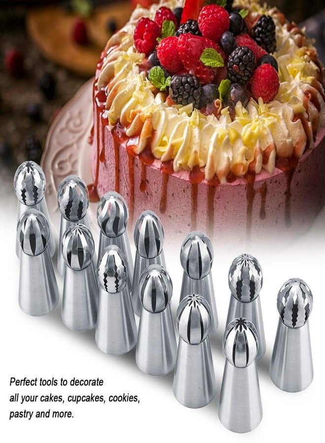 Fdit 13 Pcs Russian Piping Tips Stainless Steel Sphere Nozzle Set Cake Decorating Supplies DIY Decor Baking Tool - Image 4