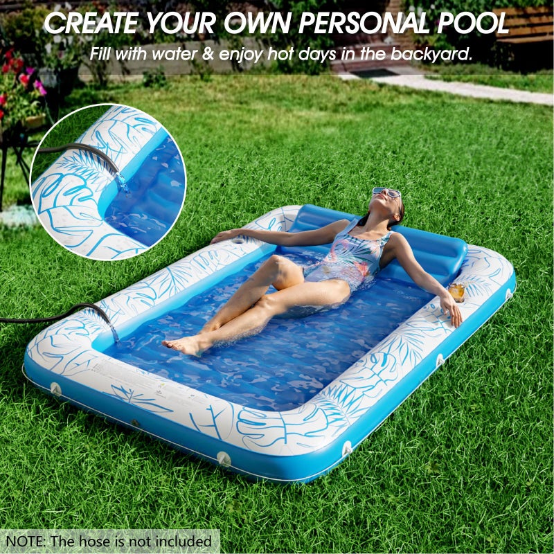 Jasonwell Inflatable Tanning Pool Lounger Float - Jasonwell 4 in 1 Sun Tan Tub Sunbathing Pool Lounge Raft Floatie Toys Water Filled Tanning Bed Mat Pad for Adult Blow Up Kiddie Pool Kids Ball Pit Pool (XXL) - Image 2