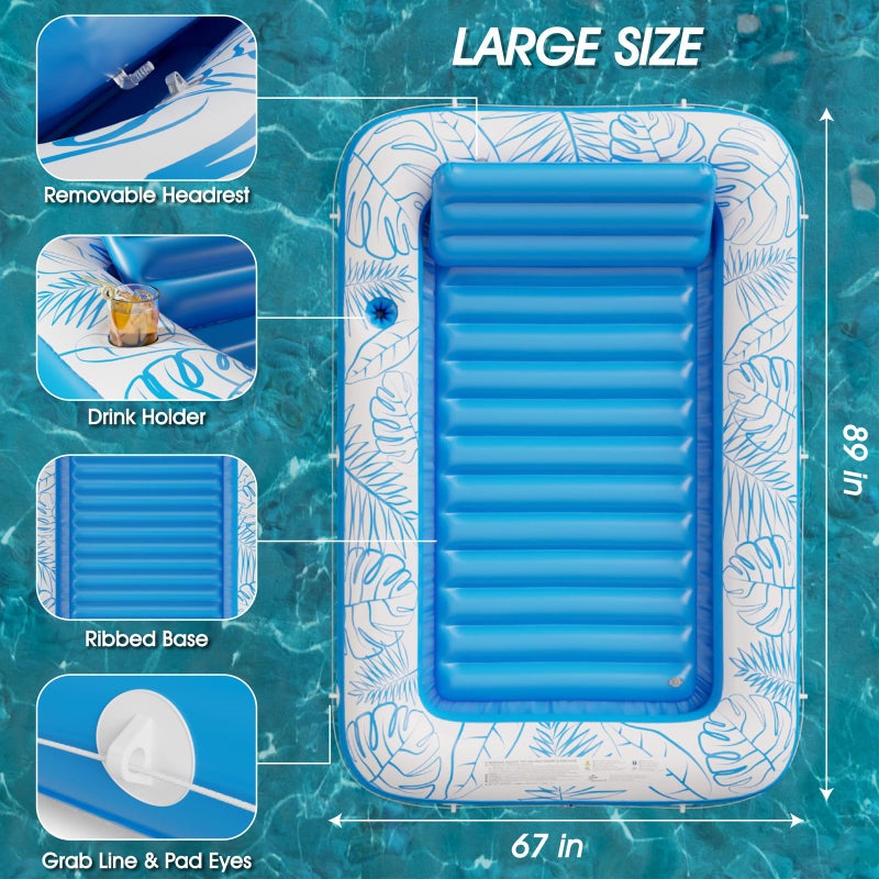 Jasonwell Inflatable Tanning Pool Lounger Float - Jasonwell 4 in 1 Sun Tan Tub Sunbathing Pool Lounge Raft Floatie Toys Water Filled Tanning Bed Mat Pad for Adult Blow Up Kiddie Pool Kids Ball Pit Pool (XXL) - Image 5