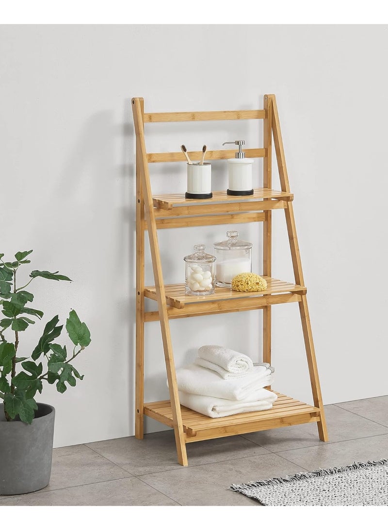 DubaiGallery 3 Tier Ladder Shelf for Bathroom Kitchen Storage Cabinet Modern 10kg Load Capacity per Bamboo Tier - Image 4