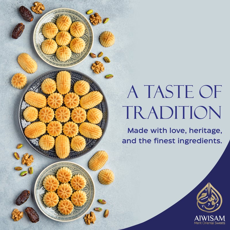 Al Wissam Maamoul Assorted 400g – Ajwa Date, Pistachio & Walnut Filled Arabic Cookies – Premium Middle Eastern Sweets Gift Box for Eid, Ramadan  – Maamoul and Baklawa Mix - Image 5