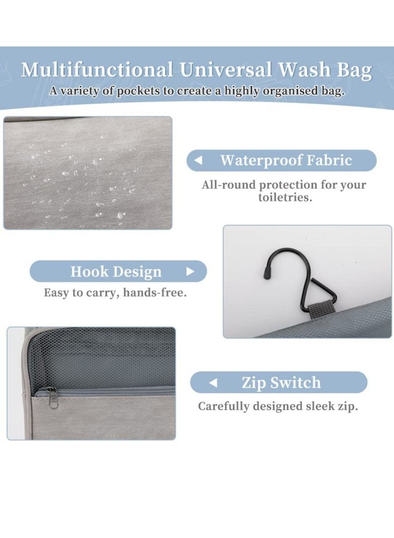 واي آند دي Hanging Toiletry Bag, Travel Wash Women Waterproof Folding Cosmetic Bags, Detachable Makeup Pouch with Sturdy Hook, Large Toilet Bags (Gray) - Image 5