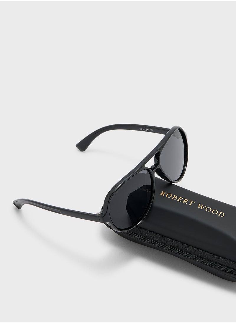 Robert Wood - Polarized Lens Aviator Sunglasses - Image 1