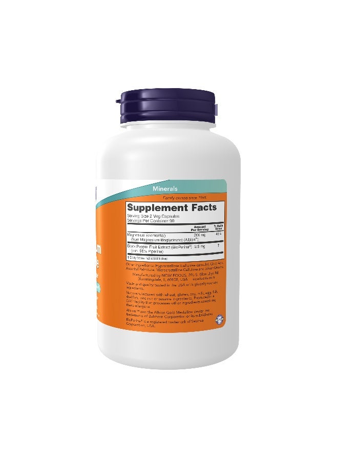 Now Foods Magnesium Glycinate with BioPerine 180 Veg Capsules - Image 2