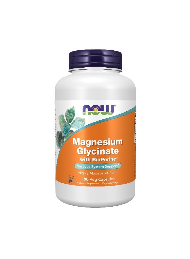 Now Foods Magnesium Glycinate with BioPerine 180 Veg Capsules - Image 1