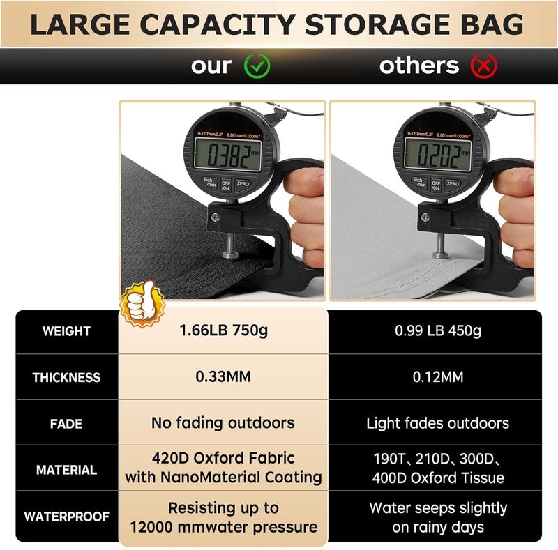 AIGOTSUKI Cushion Storage Bag Waterproof Outdoor Cushion Storage Bag 68" L x 30" W x 20" H Large Patio Cushion Storage Bag with Handle and Zipper - Image 5