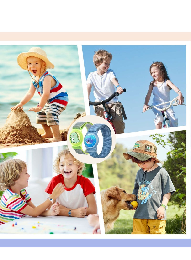 2 حزمة أساور أطفال لتغليف AirTag - حامل AirTag كرتوني للأطفال، سوار AirTag nylon للأطفال، خفيف الوزن، مقاوم للماء، سوار ساعة بحزام غطاء AirTag للأطفال - Image 2