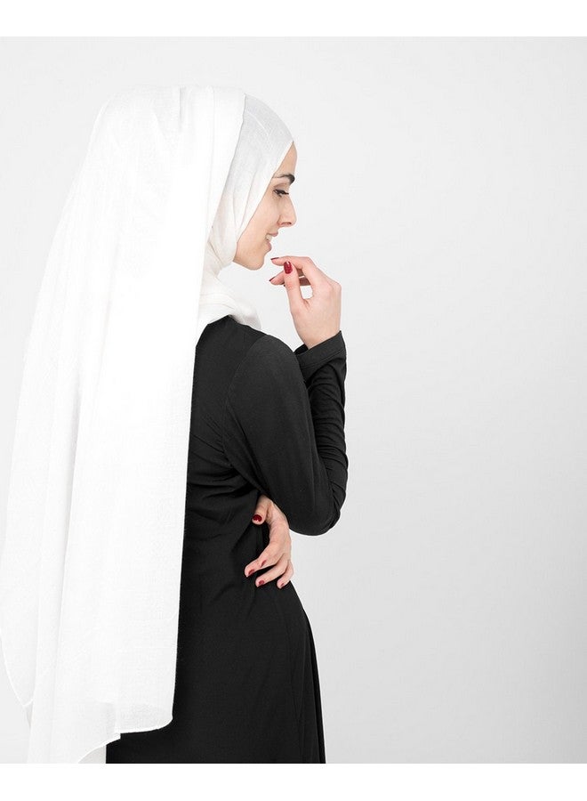 Silk Route Inessence? Bright White Viscose Woven Scarf Women Girls Wrap Medium Size Hijab For Female - Image 2