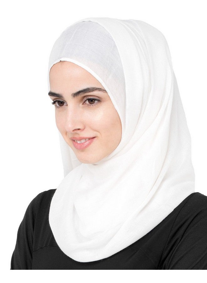 Silk Route Inessence? Bright White Viscose Woven Scarf Women Girls Wrap Medium Size Hijab For Female - Image 1