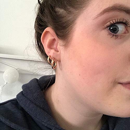 Gacimy Small 14K Gold Plated Hoop Earrings for Women, 14K Gold Plated Hoops with 925 Sterling Silvertone Post, Yellow Color 14 16 20mm Small Earrings for Women - Image 4
