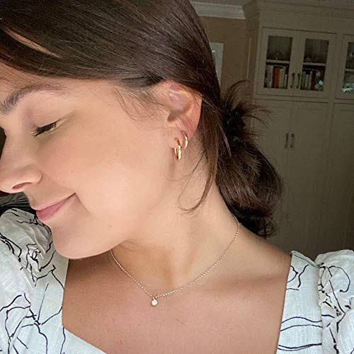 Gacimy Small 14K Gold Plated Hoop Earrings for Women, 14K Gold Plated Hoops with 925 Sterling Silvertone Post, Yellow Color 14 16 20mm Small Earrings for Women - Image 3