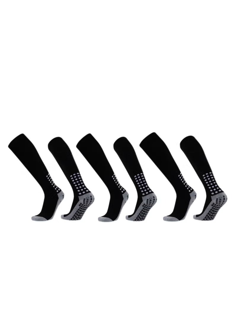 ZNARO 3 Pair Anti Slip Soccer Socks, Non Slip Grip Pads Football Basketball Socks, Knee High Compression Sports Socks for Men, Breathable Athletic Training Socks, Size 39-45 (Black) - Image 5