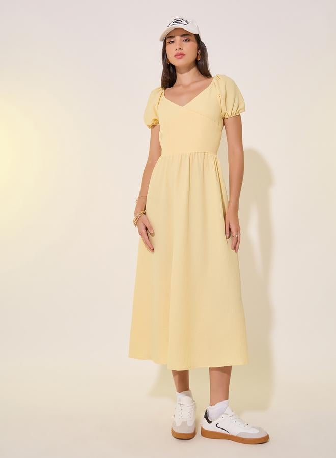 Take Two Yellow Puff Sleeve Dress - Image 1