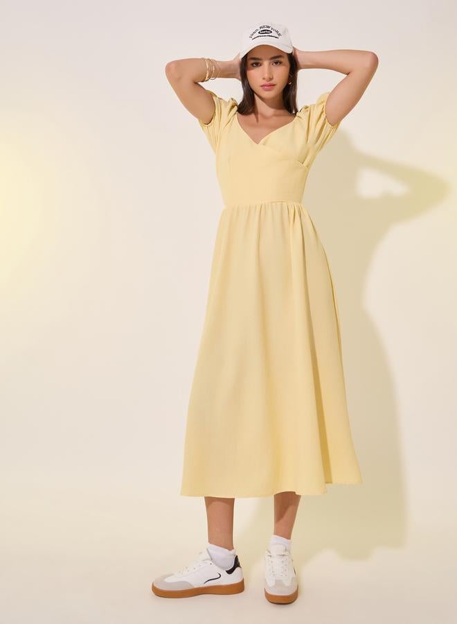 Take Two Yellow Puff Sleeve Dress - Image 2