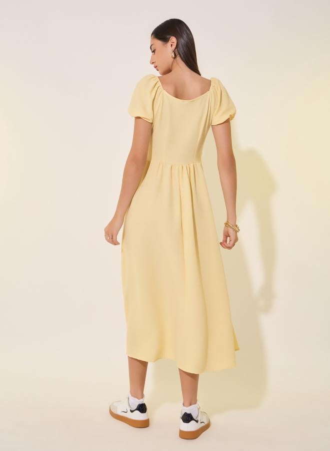 Take Two Yellow Puff Sleeve Dress - Image 5