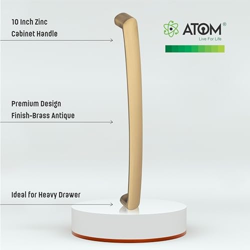 Atom 10.3 inch Zinc Cabinet Pull Handle | Antique Finish | Stylish Office & Wardrobe Handle | Kitchen Drawer Push Bar 536 | Pack of 2 - Image 2