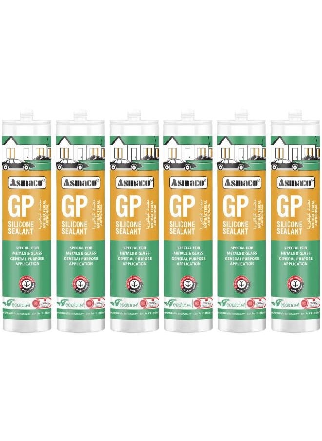 Asmaco Asmaco Gp Silicone Sealant - White - 280 Ml - Set of 06 