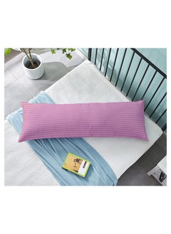 Hotel Linen Klub Krude Long Body Pillow 1pc, Fabric: 100% Polyester 85 GSM Microfiber 1 cm Stripe Super Soft, Filling: 1300 gm Hollow Fiber Comfort, Breathable & Ultra Soft Size: 45 x 120 cm, Color: Baby Pink  - Image 1