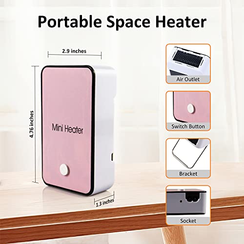 UCAN Personal Space Heater UCAN Portable Mini Electric Space Air Warmer for Room Office Desktop Pink - Image 5