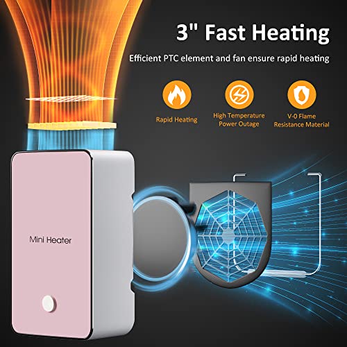 UCAN Personal Space Heater UCAN Portable Mini Electric Space Air Warmer for Room Office Desktop Pink - Image 2