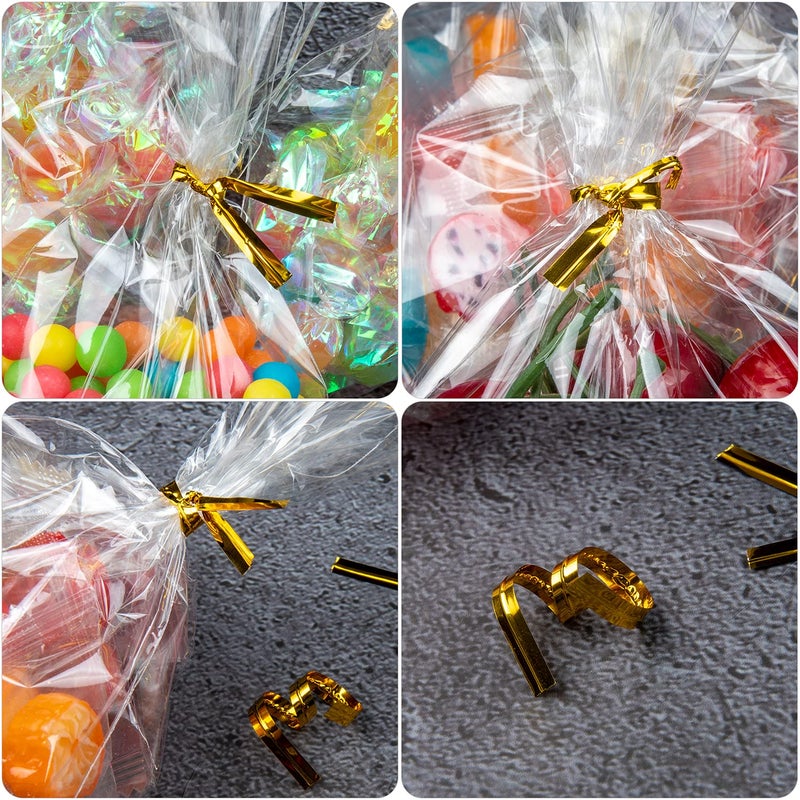 Labeol 300pcs Cellophane Bags 6X9 5X7 4X6 Cellophane Treat Bags with Ties Goodie Bag Clear Gift Bag Candy Cookie Party Favor Wraps for Packaging - Image 3