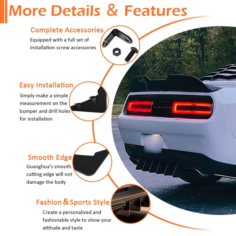 USSKYBOY Rear Diffuser V3 5 Fins Set Compatible with Dodge Challenger SXT, RT, Hellcat 2015-2024 (Black 5PCS) - Image 5