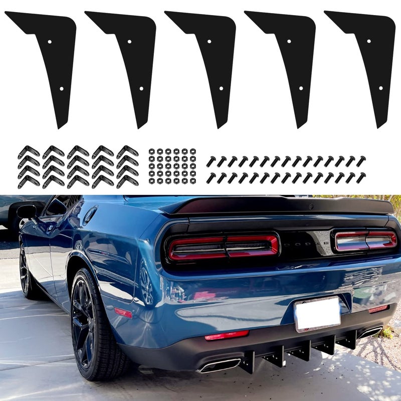 USSKYBOY Rear Diffuser V3 5 Fins Set Compatible with Dodge Challenger SXT, RT, Hellcat 2015-2024 (Black 5PCS) - Image 1