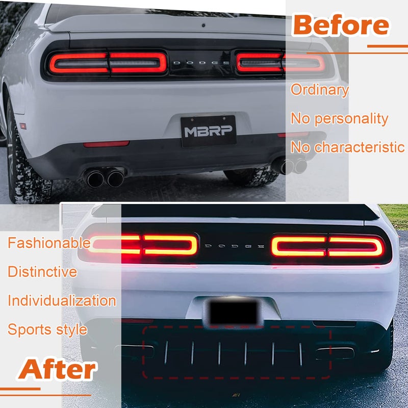 USSKYBOY Rear Diffuser V3 5 Fins Set Compatible with Dodge Challenger SXT, RT, Hellcat 2015-2024 (Black 5PCS) - Image 2