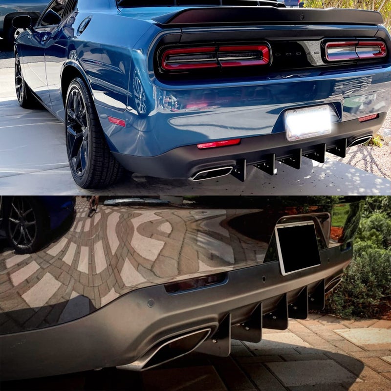 USSKYBOY Rear Diffuser V3 5 Fins Set Compatible with Dodge Challenger SXT, RT, Hellcat 2015-2024 (Black 5PCS) - Image 3
