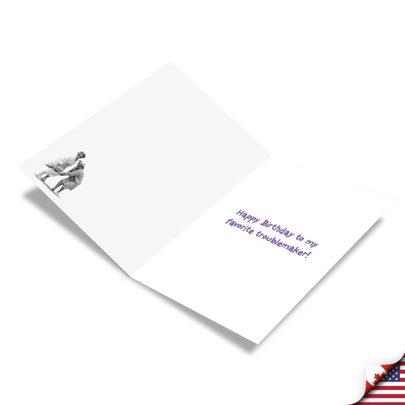 NobleWorks - 1 Funny Happy Birthday Greeting Card - Old Woman Humor, Notecard Talk Bubbles - Old Troublemakers C3567BDG - Image 2