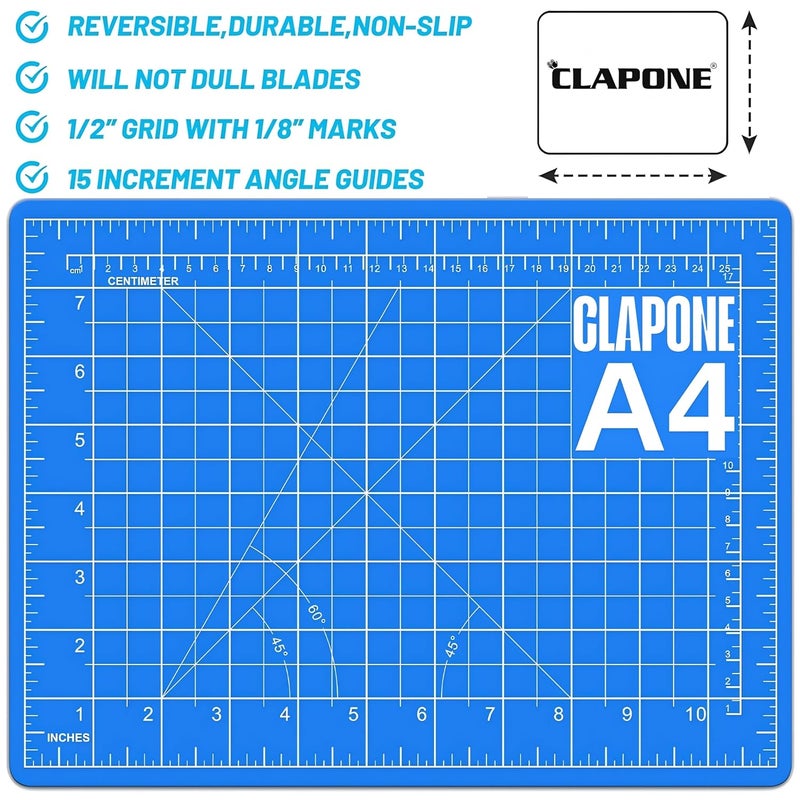 CLAPONE Cutting mat a4 Size/Self Healing/Paper Cutting Board/Anti Cut mat/Art Board/Drawing mat Artists/Paper Cutting/Craft Board Art and Craft 9inch x 12inch 5-Layer Double-Sided Mat(Blue) - Image 5