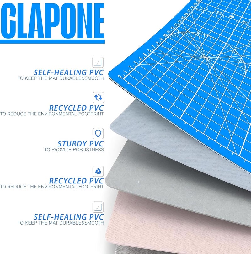 CLAPONE Cutting mat a4 Size/Self Healing/Paper Cutting Board/Anti Cut mat/Art Board/Drawing mat Artists/Paper Cutting/Craft Board Art and Craft 9inch x 12inch 5-Layer Double-Sided Mat(Blue) - Image 3