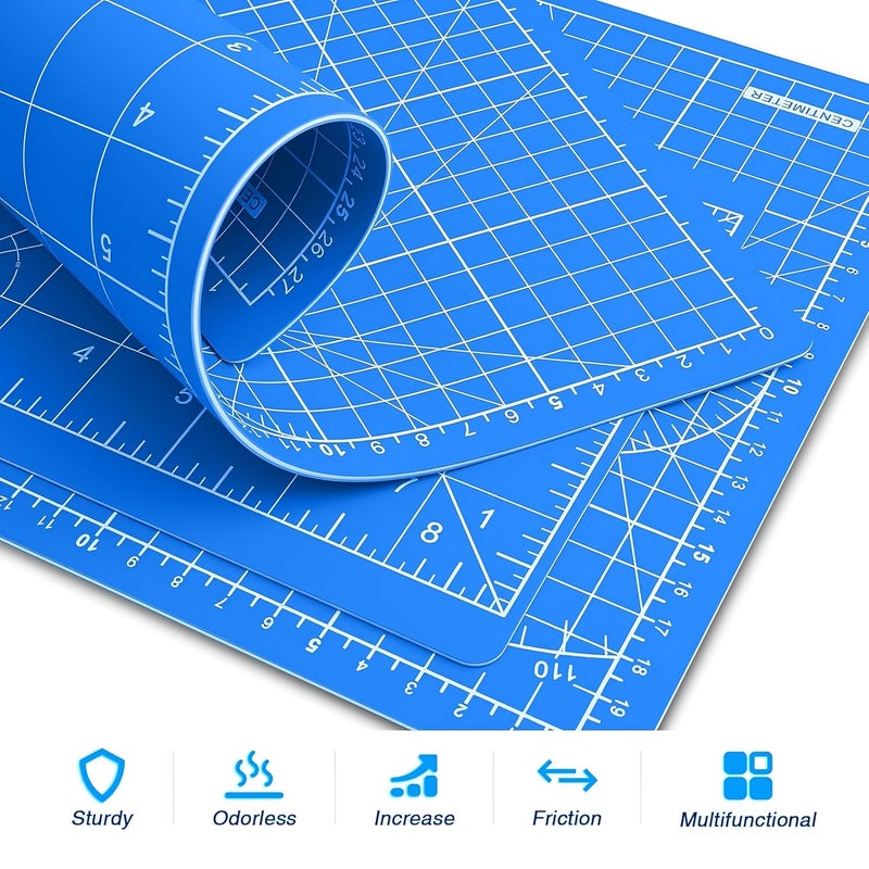 CLAPONE Cutting mat a4 Size/Self Healing/Paper Cutting Board/Anti Cut mat/Art Board/Drawing mat Artists/Paper Cutting/Craft Board Art and Craft 9inch x 12inch 5-Layer Double-Sided Mat(Blue) - Image 4