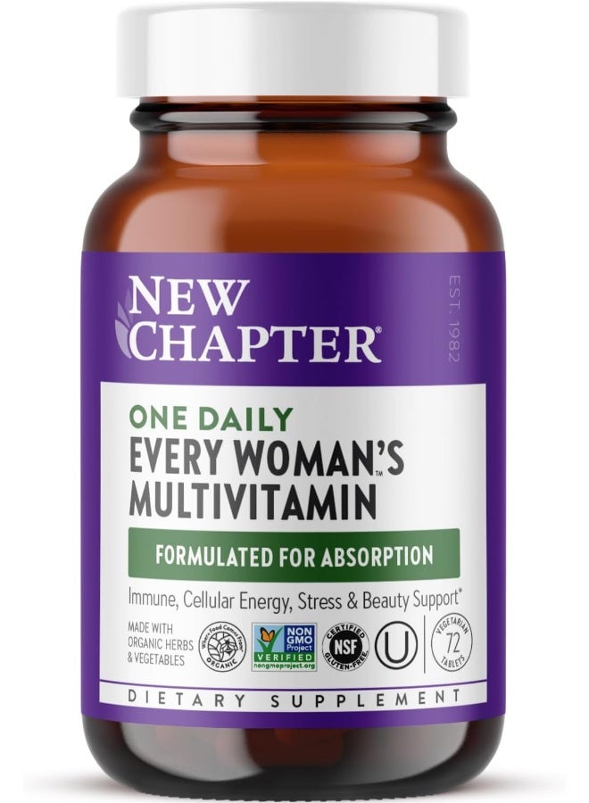 New Chapter Women’S Multivitamin + Immune, Energy & Stress Support – Every Woman’S One Daily With Fermented Probiotics & Whole Foods + Vitamin D3 + Biotin + Organic Non-Gmo Ingredients- 72 Ct - Image 1