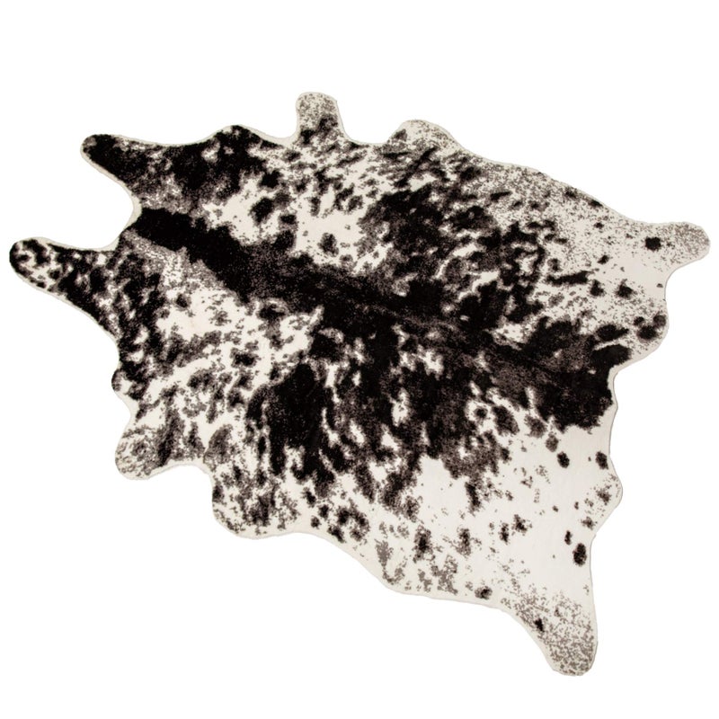 MustMat Faux Cowhide Rug Black and White Cow Print Area Rug Large Animal Hide Carpet Western Decor 52ft x 66ft