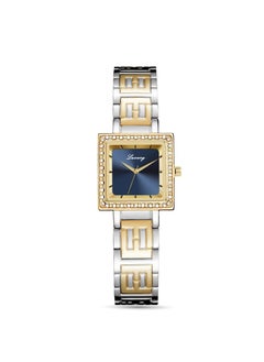 Gold silver bracelet with navy dial