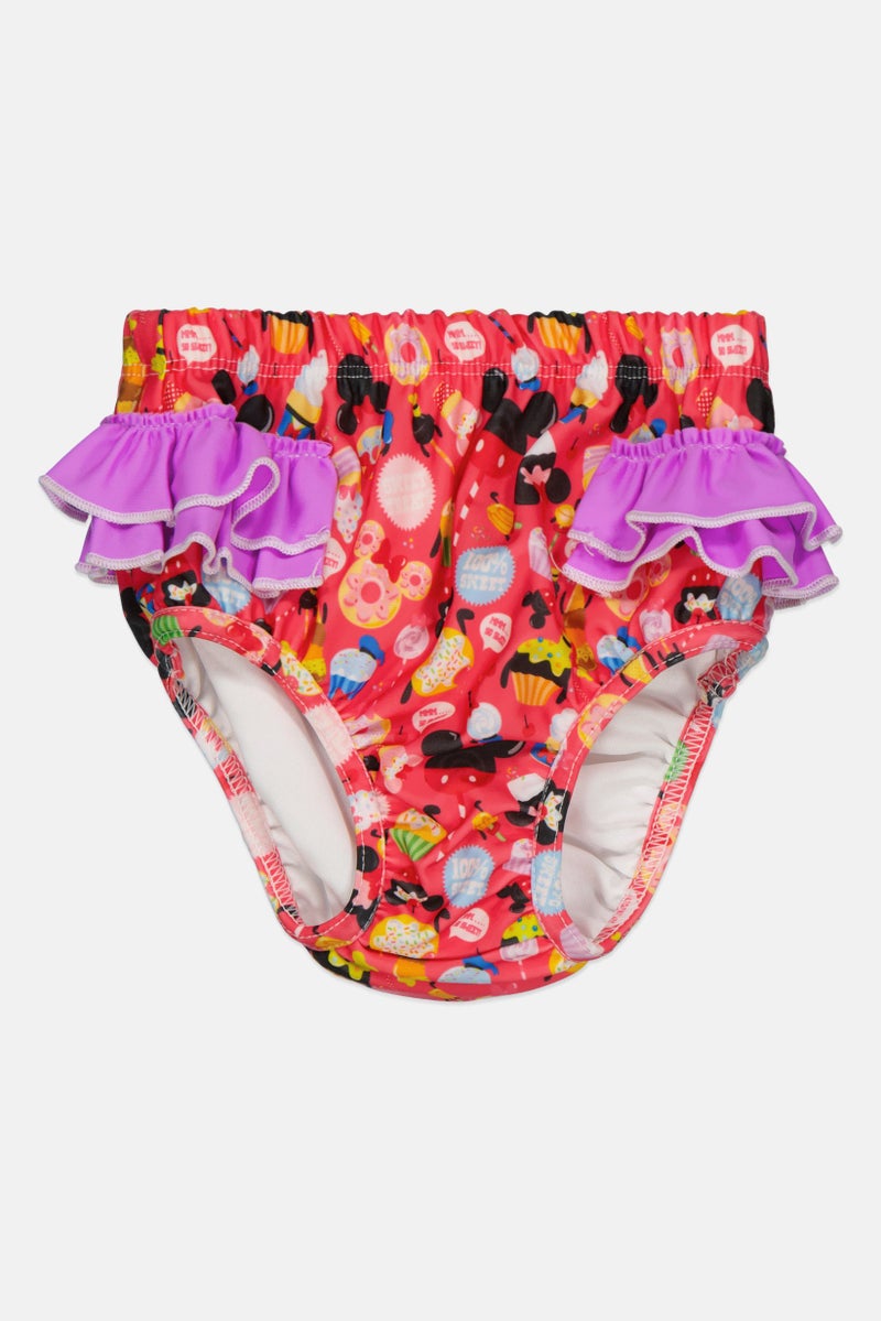 COEGA SUNWEAR Toddlers Girl Allover Print Swimwear Panty, Red Combo  - Image 1