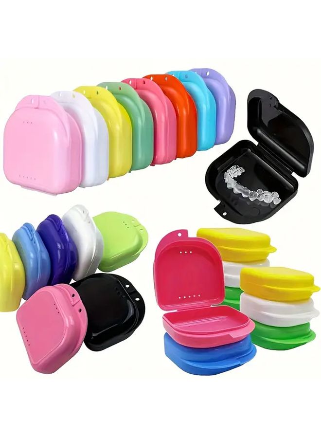 White 12 Pieces Portable Denture Case With Secure Seal Lid Ventilation Holes - Image 5