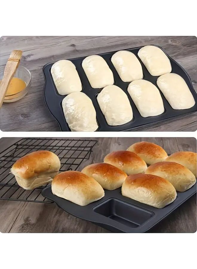 8 Cup Mini Bread Pan Non Stick Carbon Steel Baking Tray For Brownies Muffins Holiday Baking Rectangle Pan 1pc - Image 3