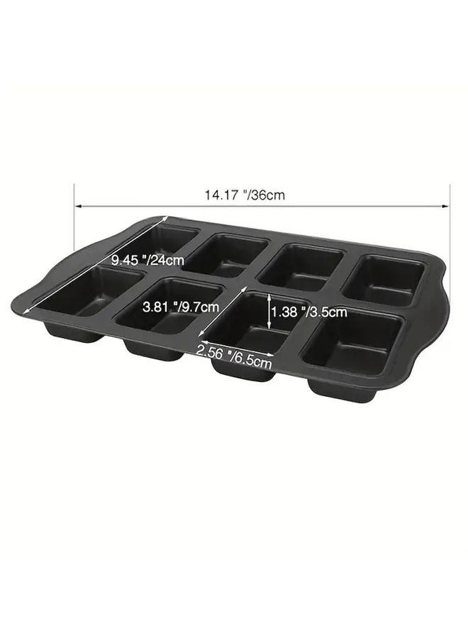 8 Cup Mini Bread Pan Non Stick Carbon Steel Baking Tray For Brownies Muffins Holiday Baking Rectangle Pan 1pc - Image 2
